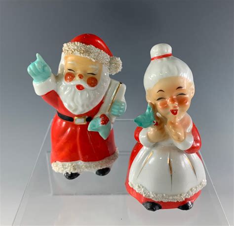 Vintage santa salt and pepper shakers - Mr and Mrs Claus salt and pepper. 5.0. (138) ·. CanaryHouseVintage. $12.00. Christmas Salt and Pepper Shakers Your Choice! Mr. and Mrs. Santa Claus Salt or Two Santas Set Vintage Christmas Excellent Condition! 4.9.